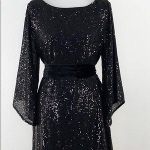 Anthropology Sequenced black dress w/ long sleeves